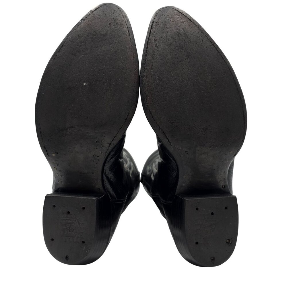 Vintage Tony Lama Mens 9D Black Exotic Ostrich Wingtip Cowboy Western Boots CBC - Picture 6 of 14